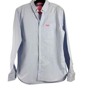 Superdry Shirt Mens Long Sleeve Size L  Pin Stripe London Button Down Cotton